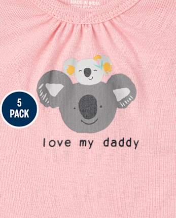 Baby Girls Koala Bodysuit 5-Pack