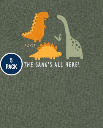 Lot de 5 bodys dinosaures pour bébé garçon