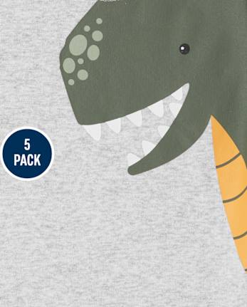 Lot de 5 bodys dinosaures pour bébé garçon