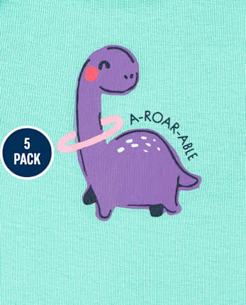 Baby Girls Dino Bodysuit 5-Pack