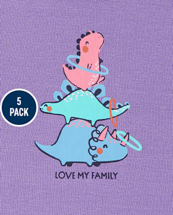Baby Girls Dino Bodysuit 5-Pack