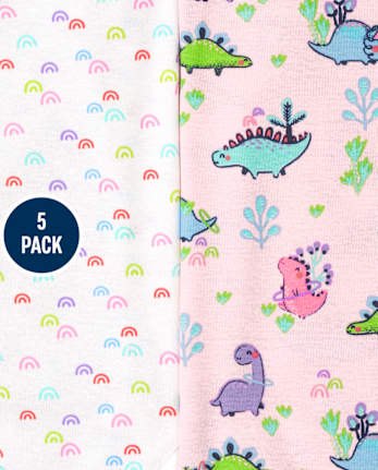 Baby Girls Dino Bodysuit 5-Pack