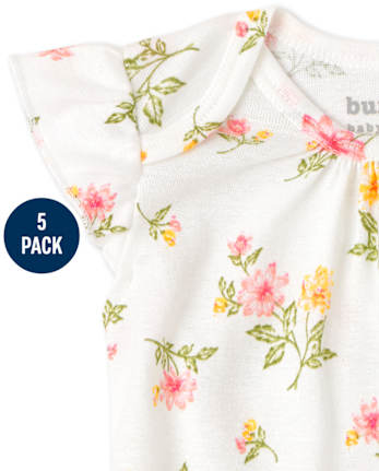 Baby Girls Floral Bodysuit 5-Pack