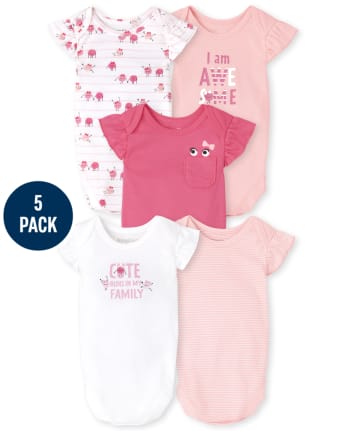 Baby Girls Monster Bodysuit 5-Pack