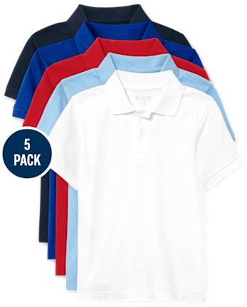 Kids Uniform Pique Polo 5-Pack