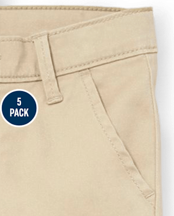 Pantalón chino ajustado elástico Niña Uniform, paquete de 5