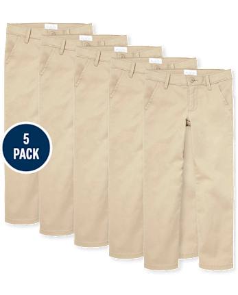Girls Uniform Stretch Skinny Chino Pants 5-Pack