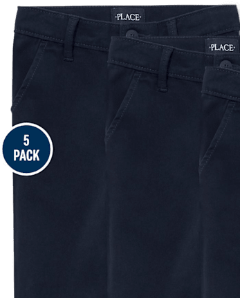 Pantalón chino ajustado elástico Niña Uniform, paquete de 5