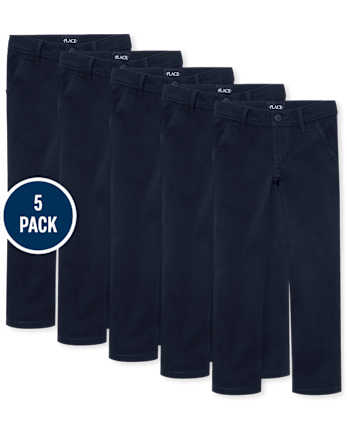 Pantalón chino ajustado elástico Niña Uniform, paquete de 5