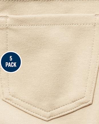 Niña Uniforme Ponte Tejido de punto Jeggings sin cordones, paquete de 5