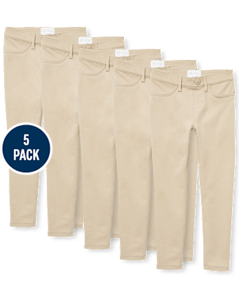 Girls Uniform Ponte Knit Pull On Jeggings 5-Pack