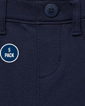 Niña Uniforme Ponte Tejido de punto Jeggings sin cordones, paquete de 5