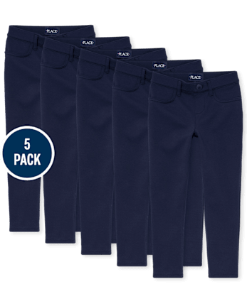 Girls Uniform Ponte Knit Pull On Jeggings 5-Pack