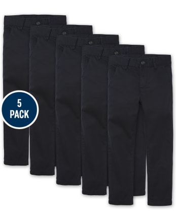 Boys Uniform Stretch Skinny Chino Pants 5-Pack