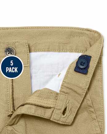 Paquete de 5 pantalones chinos elásticos de uniforme para niños