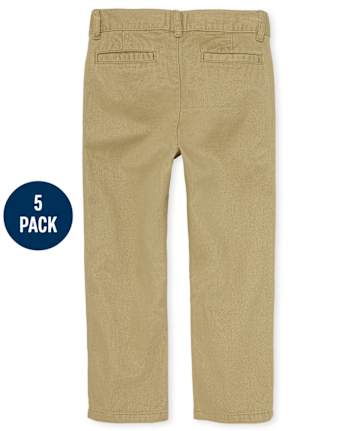 Paquete de 5 pantalones chinos elásticos de uniforme para niños