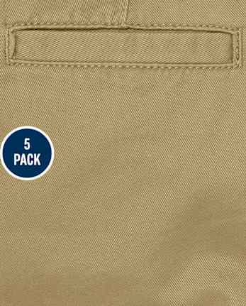 Paquete de 5 pantalones chinos elásticos de uniforme para niños