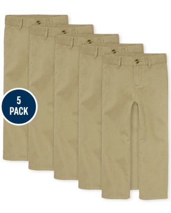 Paquete de 5 pantalones chinos elásticos de uniforme para niños