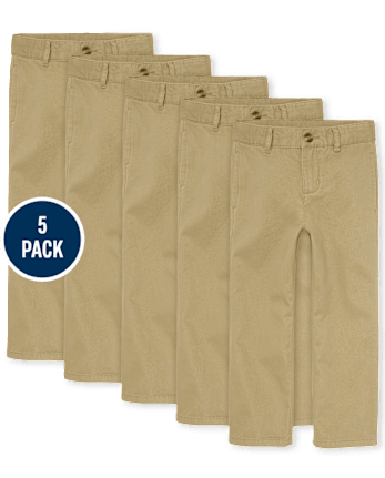 Paquete de 5 pantalones chinos elásticos de uniforme para niños