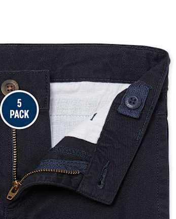 Paquete de 5 pantalones chinos elásticos de uniforme para niños