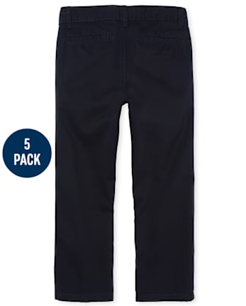 Paquete de 5 pantalones chinos elásticos de uniforme para niños