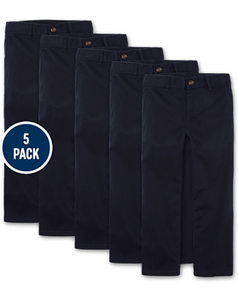 Paquete de 5 pantalones chinos elásticos de uniforme para niños