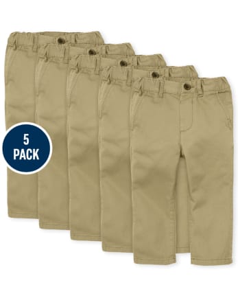Baby And Toddler Boys Uniform Twill Woven Stretch Skinny Chino Pants 5-Pack  | The Children's Place - FLAX