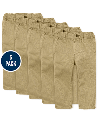 Baby And Toddler Boys Uniform Stretch Straight Chino Pants 5-Pack