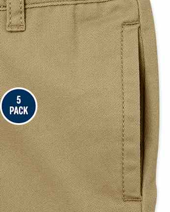 Lot de 5 pantalons chino droits extensibles uniformes pour bébés et tout-petits garçons