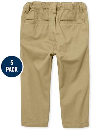 Lot de 5 pantalons chino droits extensibles uniformes pour bébés et tout-petits garçons