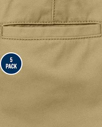 Lot de 5 pantalons chino droits extensibles uniformes pour bébés et tout-petits garçons