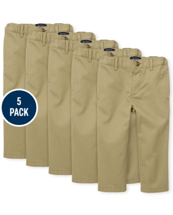 Baby And Toddler Boys Uniform Stretch Straight Chino Pants 5-Pack