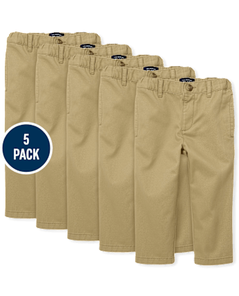 Baby And Toddler Boys Uniform Stretch Relaxed Chino Pants 5-Pack