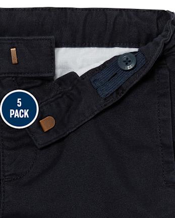Pantalones chinos elásticos de uniforme para bebés y niños pequeños, paquete de 5