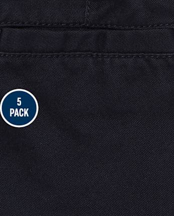 Pantalones chinos elásticos de uniforme para bebés y niños pequeños, paquete de 5