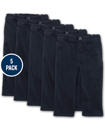 Baby And Toddler Boys Uniform Stretch Relaxed Chino Pants 5-Pack