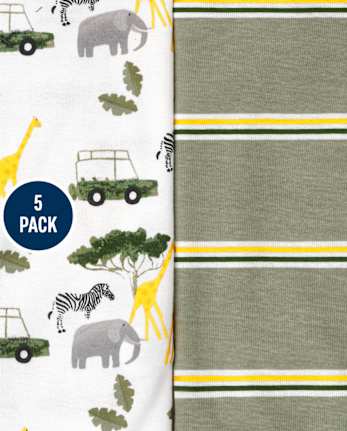 Baby Boys Safari Bodysuit 5-Pack
