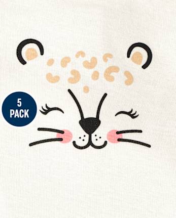 Body Bebé Niña Volantes Leopardo Pack de 5