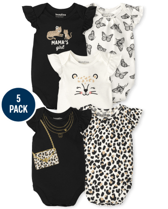 Body Bebé Niña Volantes Leopardo Pack de 5