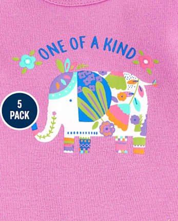 Body con volantes de elefante para bebé, paquete de 5