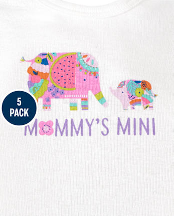 Body con volantes de elefante para bebé, paquete de 5