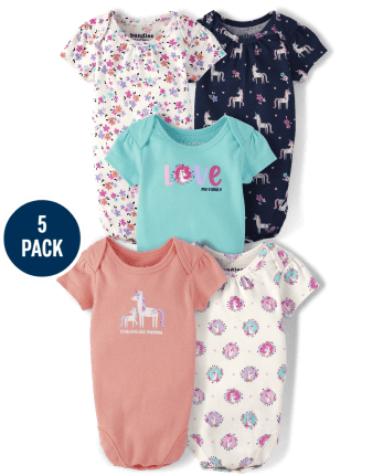 Body de unicornio para bebé niña, paquete de 5