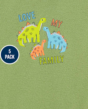 Body de dinosaurio para bebé niño, paquete de 5