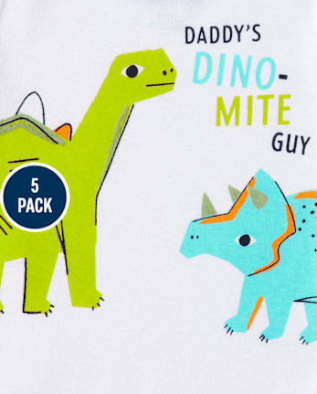 Body de dinosaurio para bebé niño, paquete de 5
