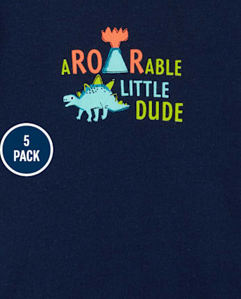 Body de dinosaurio para bebé niño, paquete de 5