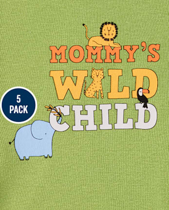 Baby Boys Safari Bodysuit 5-Pack