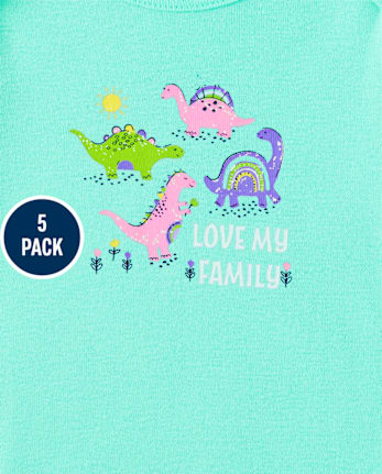 Body de dinosaurio para bebé niña, paquete de 5