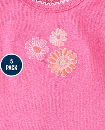 Baby Girls Floral Flutter Bodysuit 5-Pack