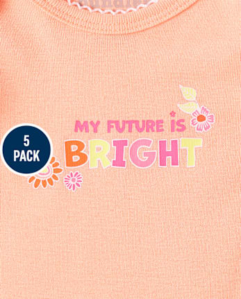 Baby Girls Floral Flutter Bodysuit 5-Pack
