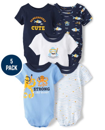 Baby Boys Sea Critter Bodysuit 5-Pack
